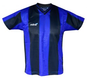Boys/Mens Mitre United V-Neck Football Jersey -Black/Royal