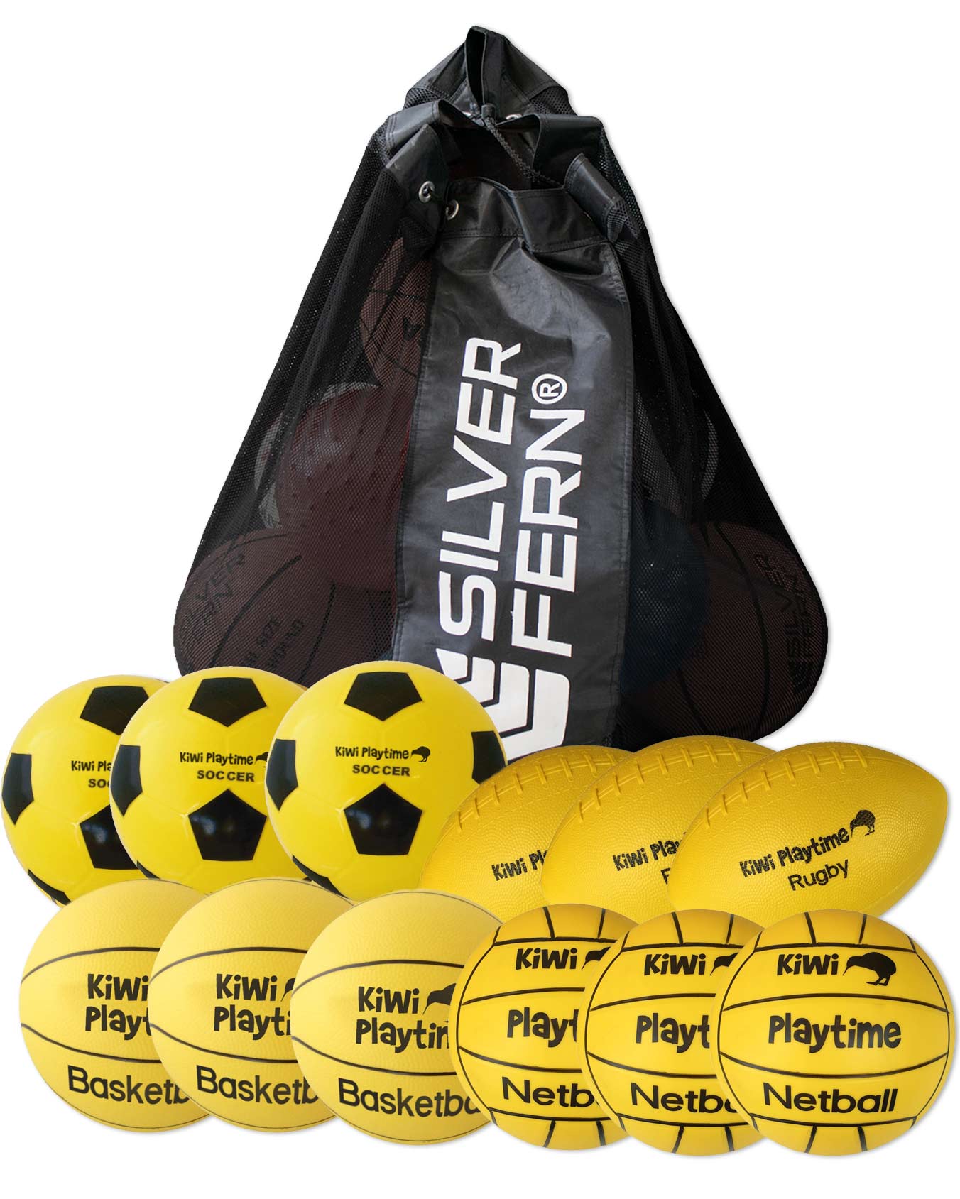 12 Pack Kiwi School Assorted Playground Balls with Carry Bag 12 Pack Kiwi School Assorted Playground Balls with Carry Bag