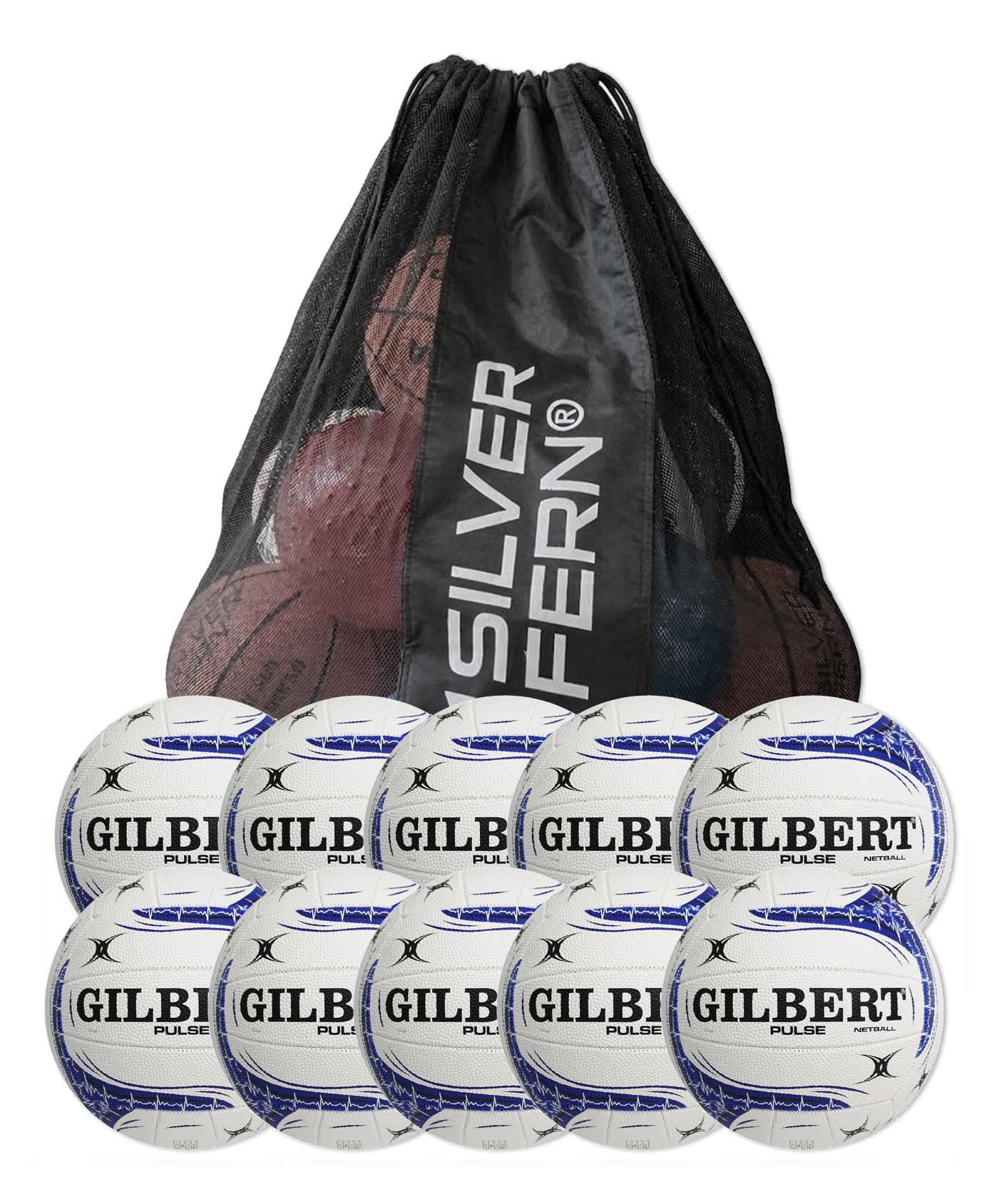 10 x PULSE NETBALL Balls Sizes: 5 +<font color="red">FREE</font> MESH BALL CARRY BAG PULSE NETBALL