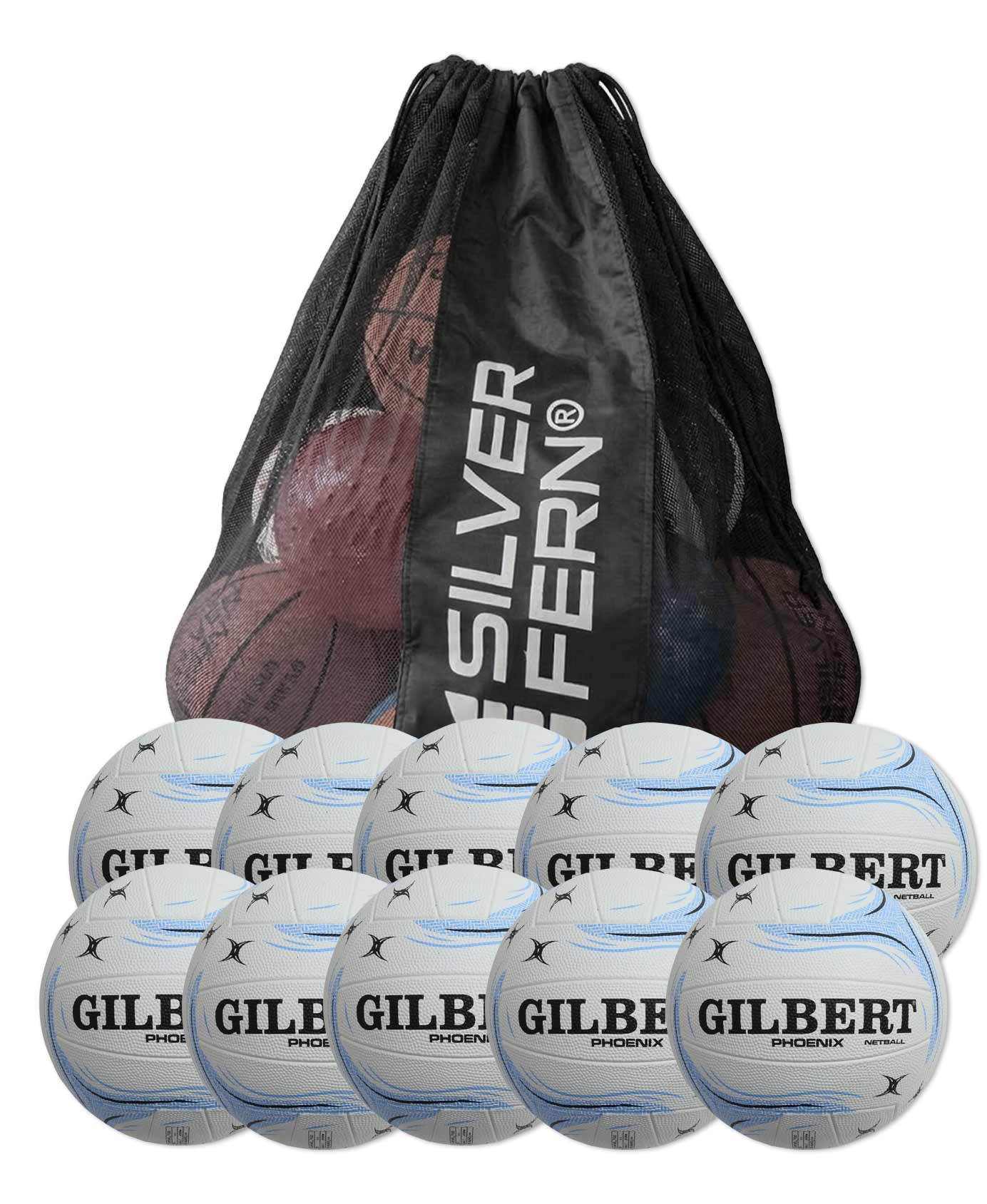 10 x Phoenix NETBALL Balls Size: 4 Pink + <font color="red">FREE </font> MESH BALL CARRY BAG 10 x Phoenix NETBALL Balls