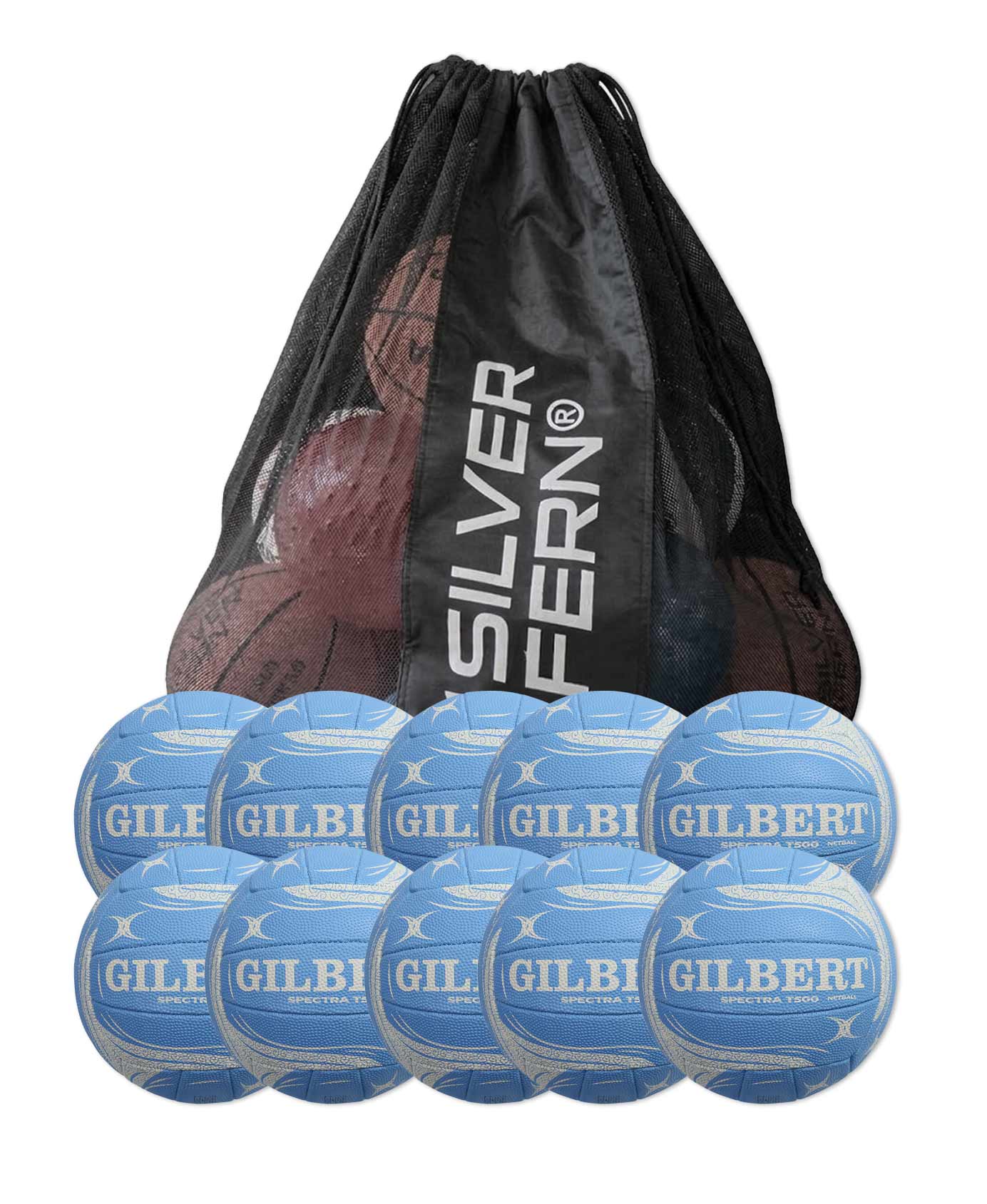 10x SPECTRA T500 NETBALL Balls Size: 5 + FREE MESH BALL CARRY BAG 10x SPECTRA T500 NETBALL Balls