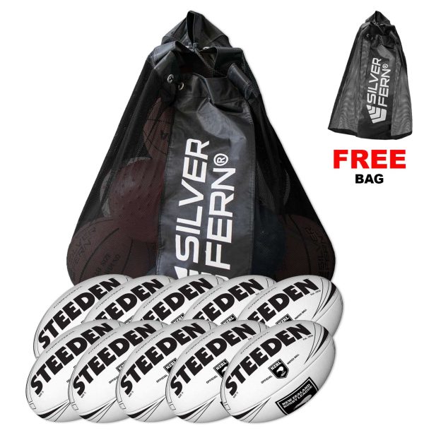 10 x NZRL International Rugby League Match Ball - Size 5 + <font color="red">FREE</font> MESH BALL CARRY BAG