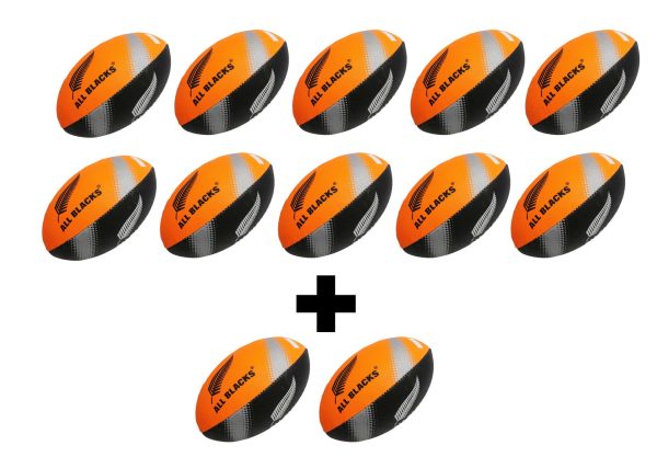 12 x Gilbert All Blacks Supporter Ball 11 Inch - Black/Orange