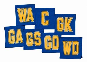 7 A-Side Lotto Velcro Netball Bibs - Royal/Gold