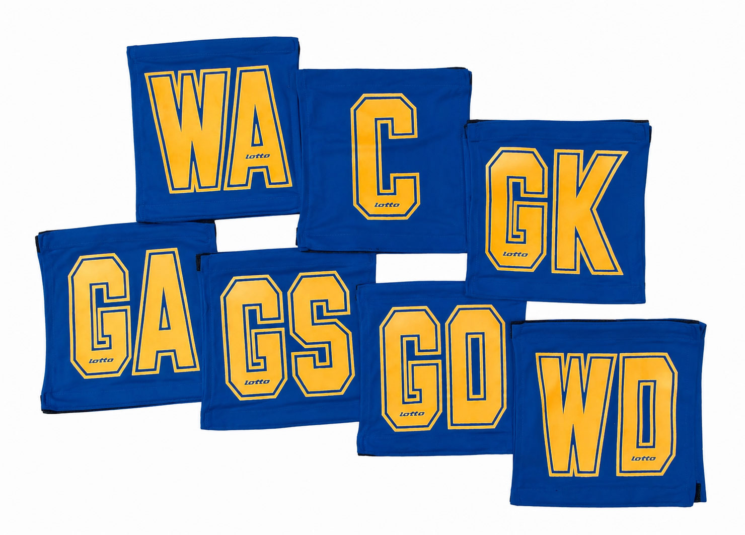 7 A-Side Lotto Velcro Netball Bibs - Royal/Gold 7 A-Side Lotto Velcro Netball Bibs - Royal/Gold