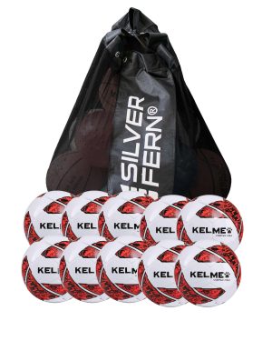 10 x Kelme Vortex Futsal Balls White/Neon Orange -Size: 4 +<font color="red"> Free </font>MESH BALL CARRY BAG Kelme Vortex Futsal Balls