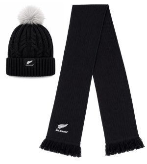 All Blacks Rib Knit Scarf & Cable Beanie All Blacks Rib Knit Scarf & Cable Beanie