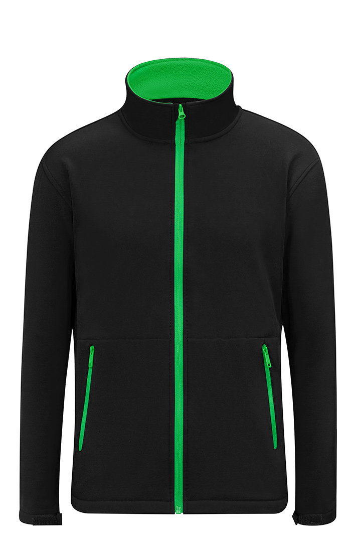 CJ2608 Adults Contrast Softshell Jacket Contrast Softshell Jacket Black Lime