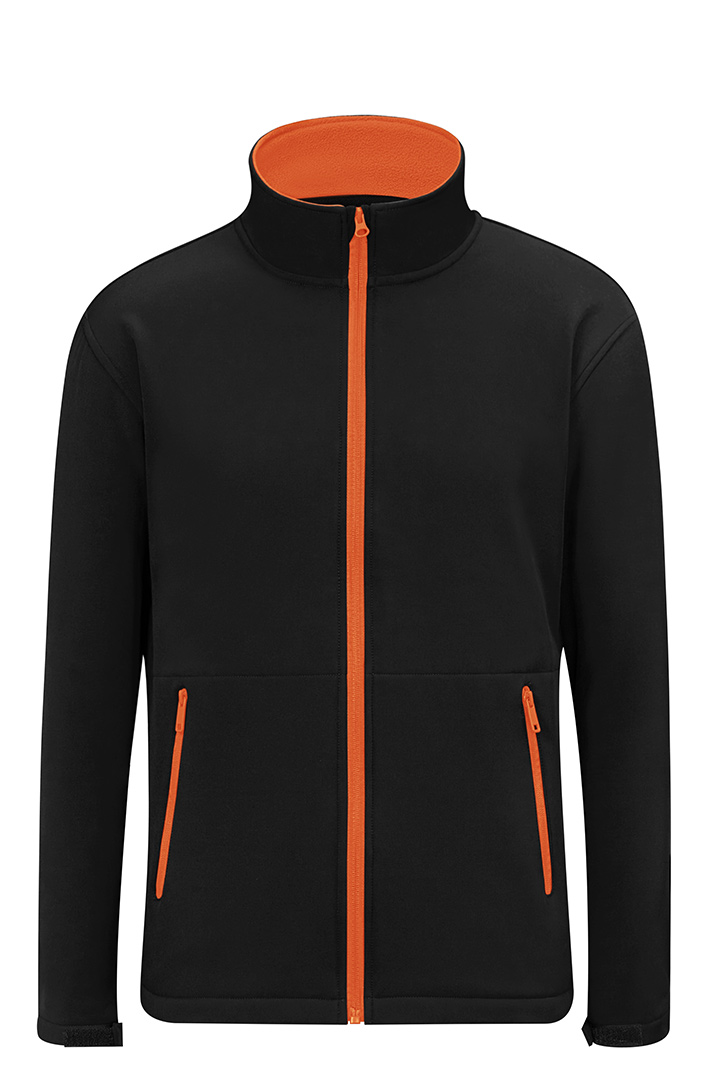 CJ2608 Adults Contrast Softshell Jacket Contrast Softshell Jacket Black Orange