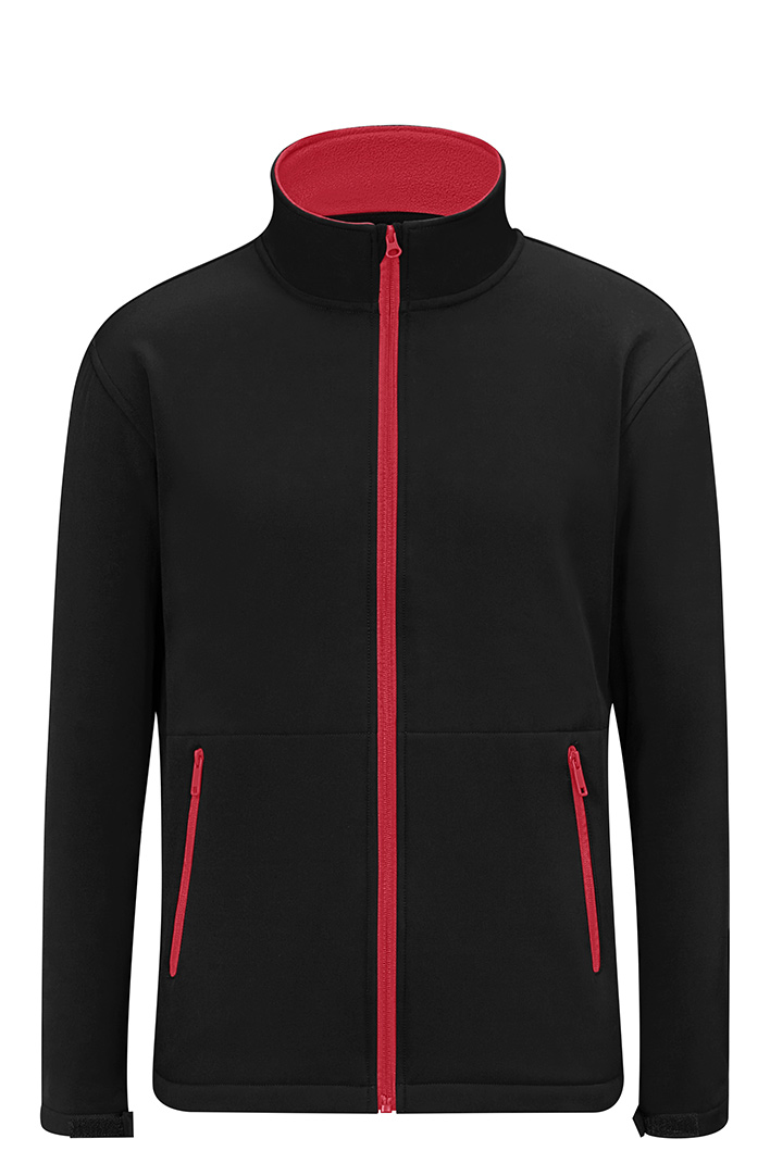 CJ2608 Adults Contrast Softshell Jacket Contrast Softshell Jacket Black Red