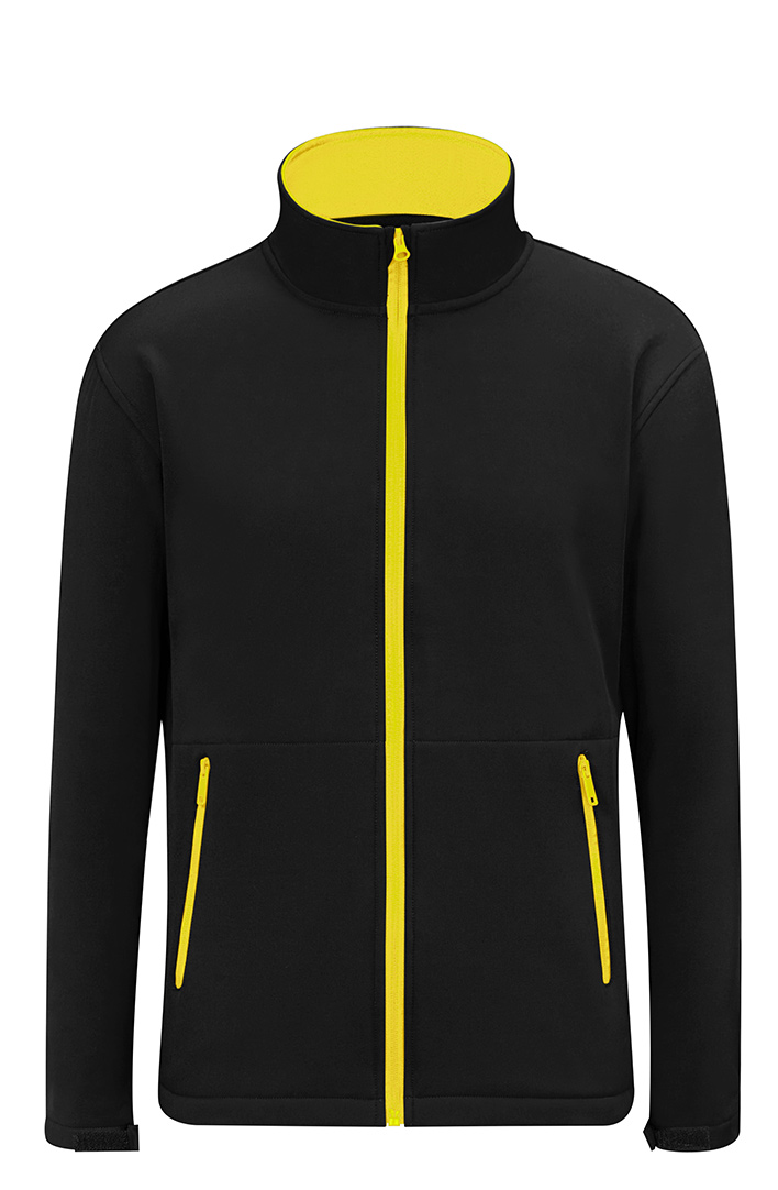 CJ2608 Adults Contrast Softshell Jacket Contrast Softshell Jacket Black Yellow